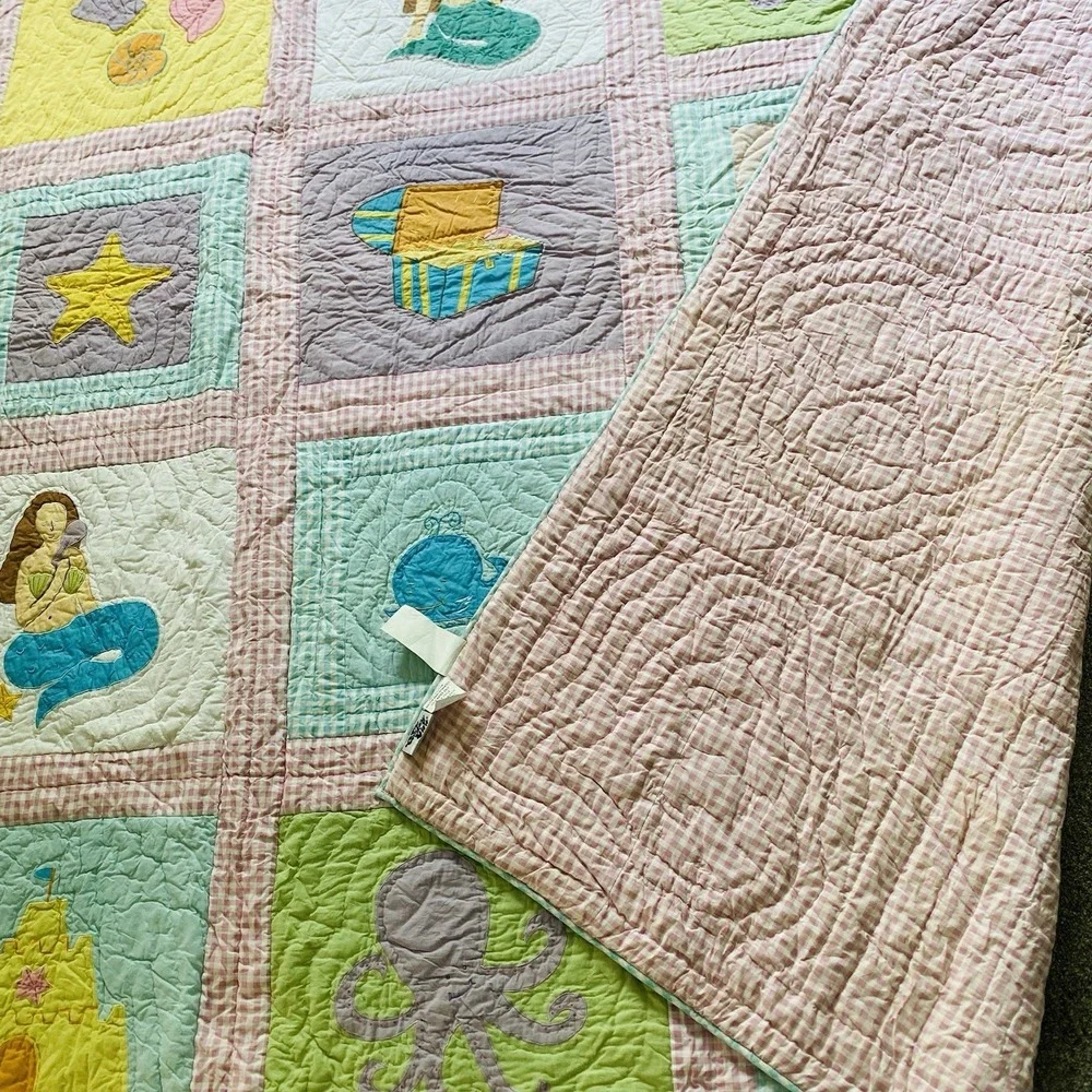 The Company Store Quilt Girls Mermaid Sea World Queen Multicolor